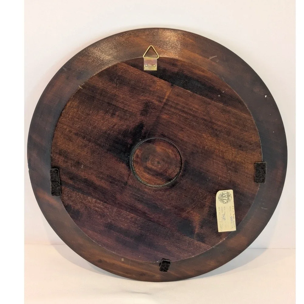 PTTK BORT Krakow Wall Platter Brown Polish Folk Art Hand Painted Carved Wood